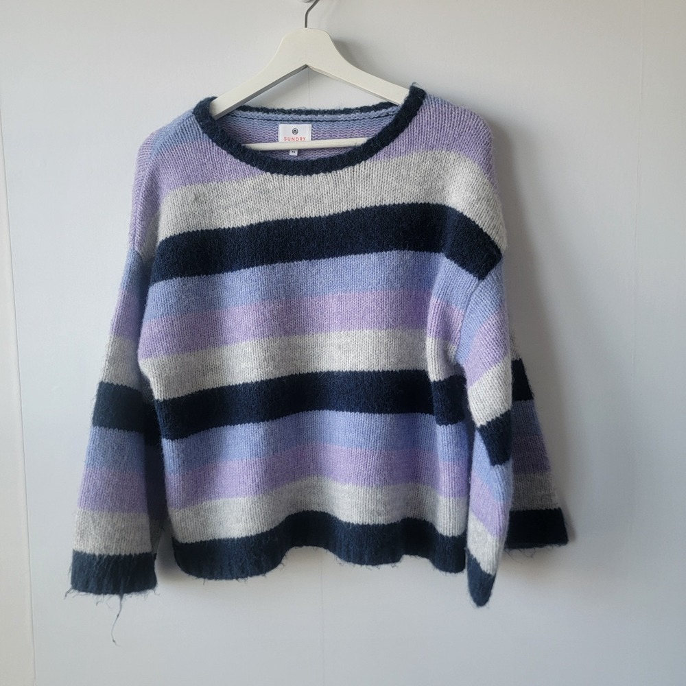 sundry antropologie Women's Cropped Striped Sweater size xs‎ in Lilac Smoke